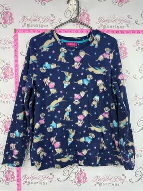 Carisma long sleeve fleece shirt Navy Long-Sleeve Fleece Top with Puppy Print
